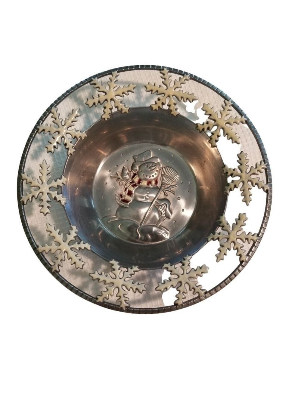 Accent Silver, Red and White Frosty the Snowman Christmas Dish